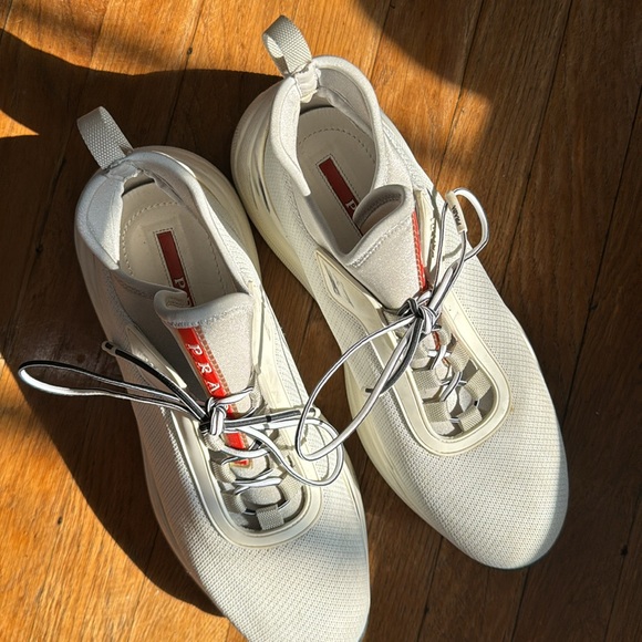 Prada Sport white mesh neoprene sneakers trainers - Picture 7 of 12